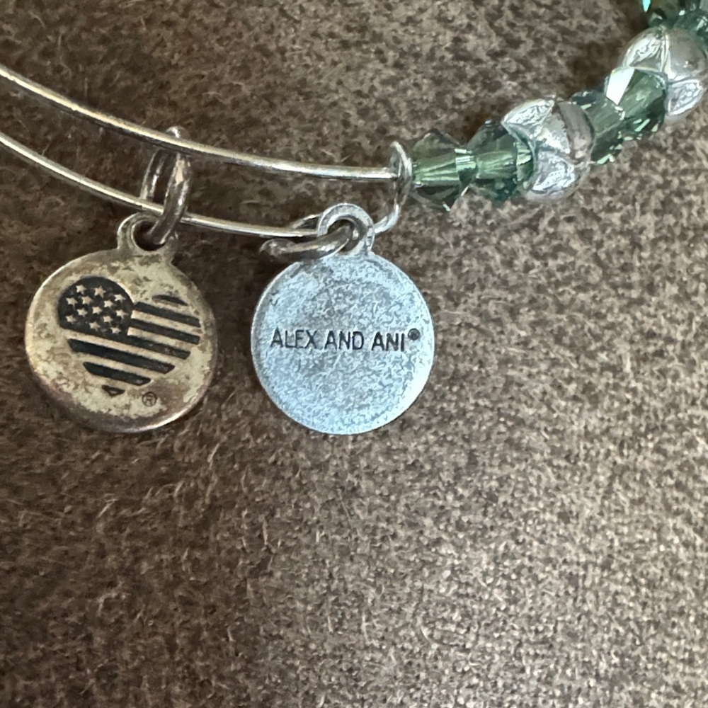 Alex and Ani Silver and Green Crystal Bracelet - Picture 2 of 2